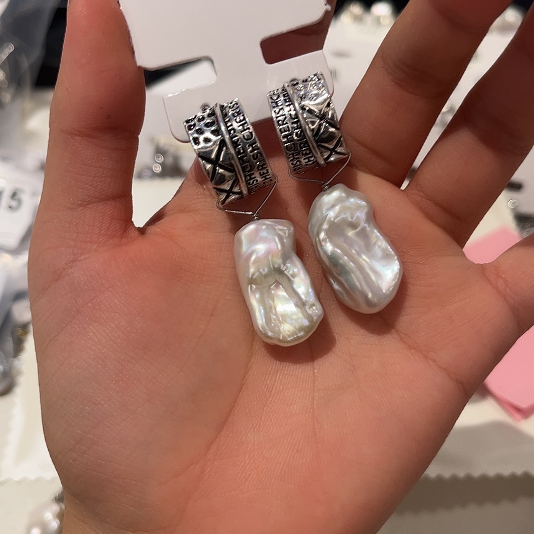 合金淡水珍珠耳饰