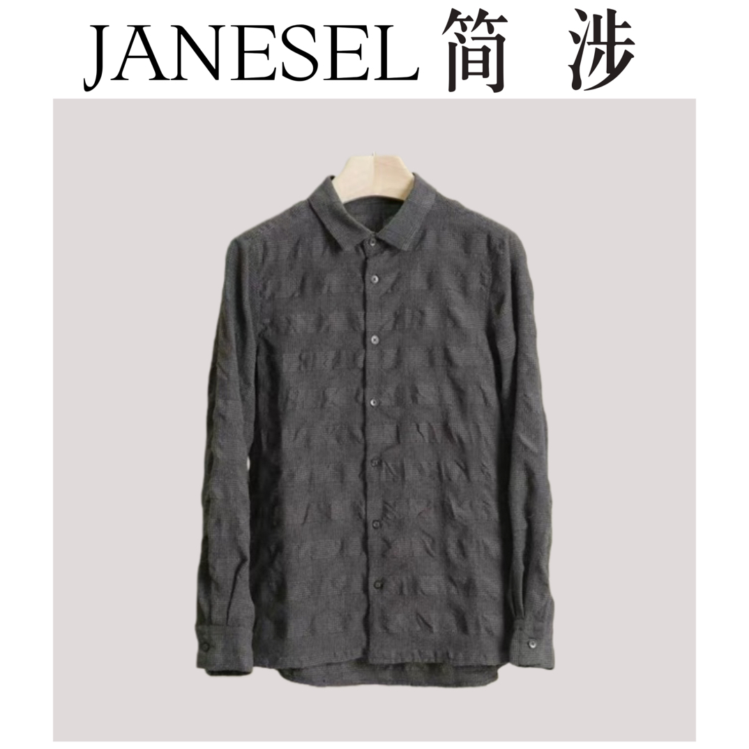 【刘小胖】福利款NO退NO换 书卷文艺范45*r 泡泡纱格纹羊毛混纺衬衫