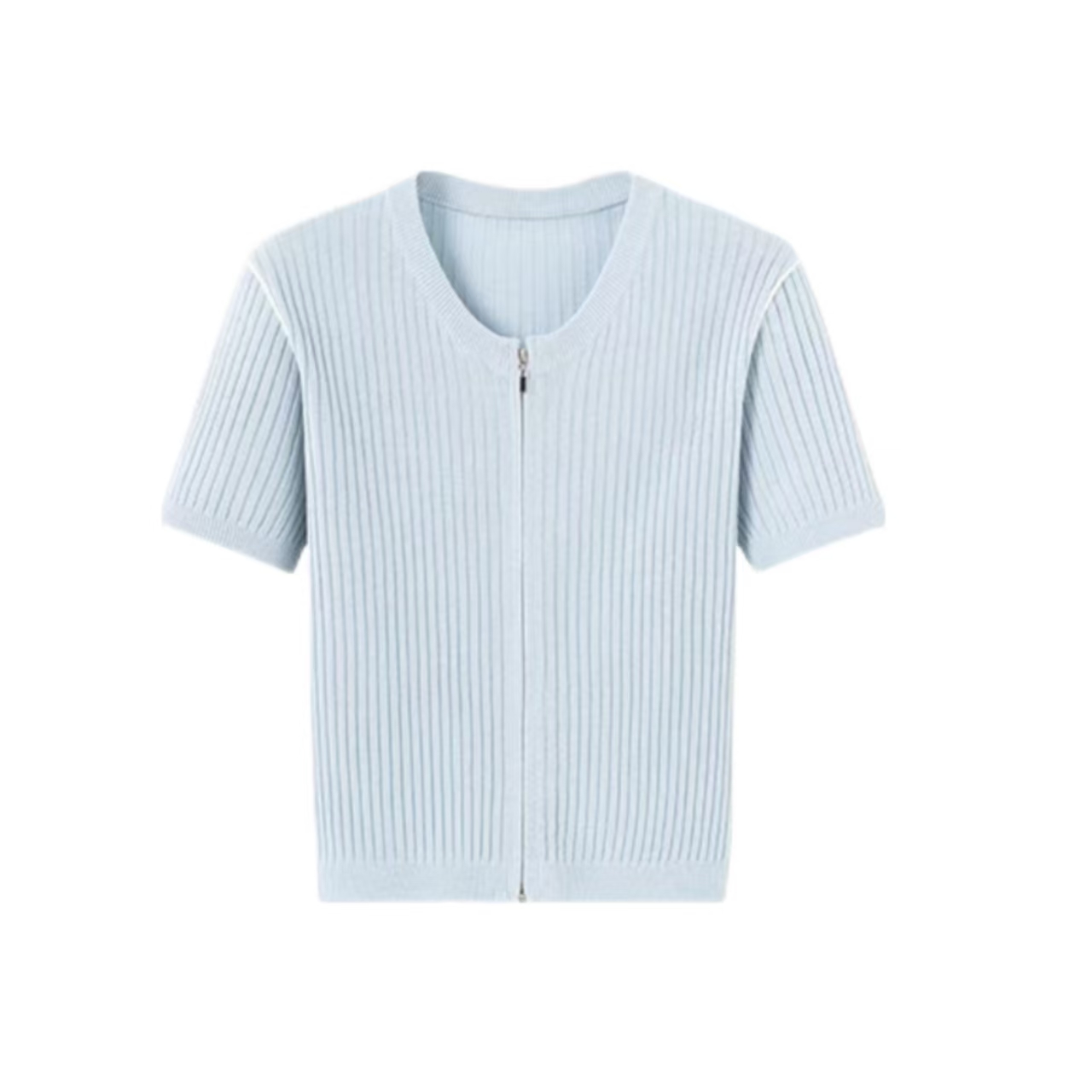 8546-小章鱼标（浅兰）假两件拉链开衫