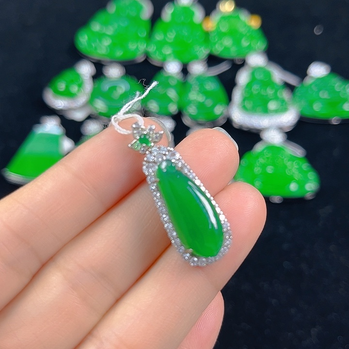 翡翠银S925镶嵌吊坠(不含链)