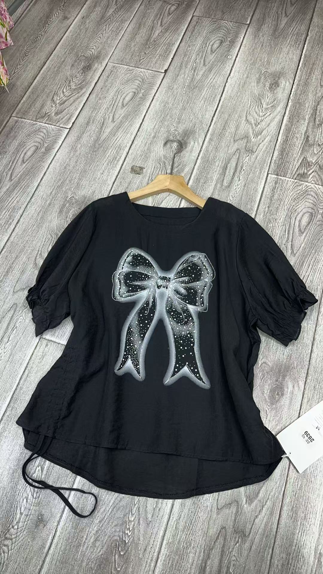 大版T短袖蝴蝶结蝴蝶T恤女款南油t恤女士百搭欧若新中式