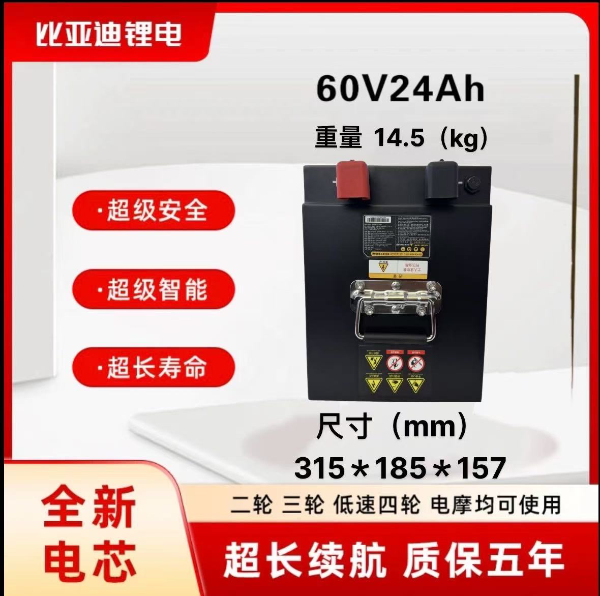 BYD/比亚迪60V24Ah二三轮车四轮电动车磷酸铁锂电池