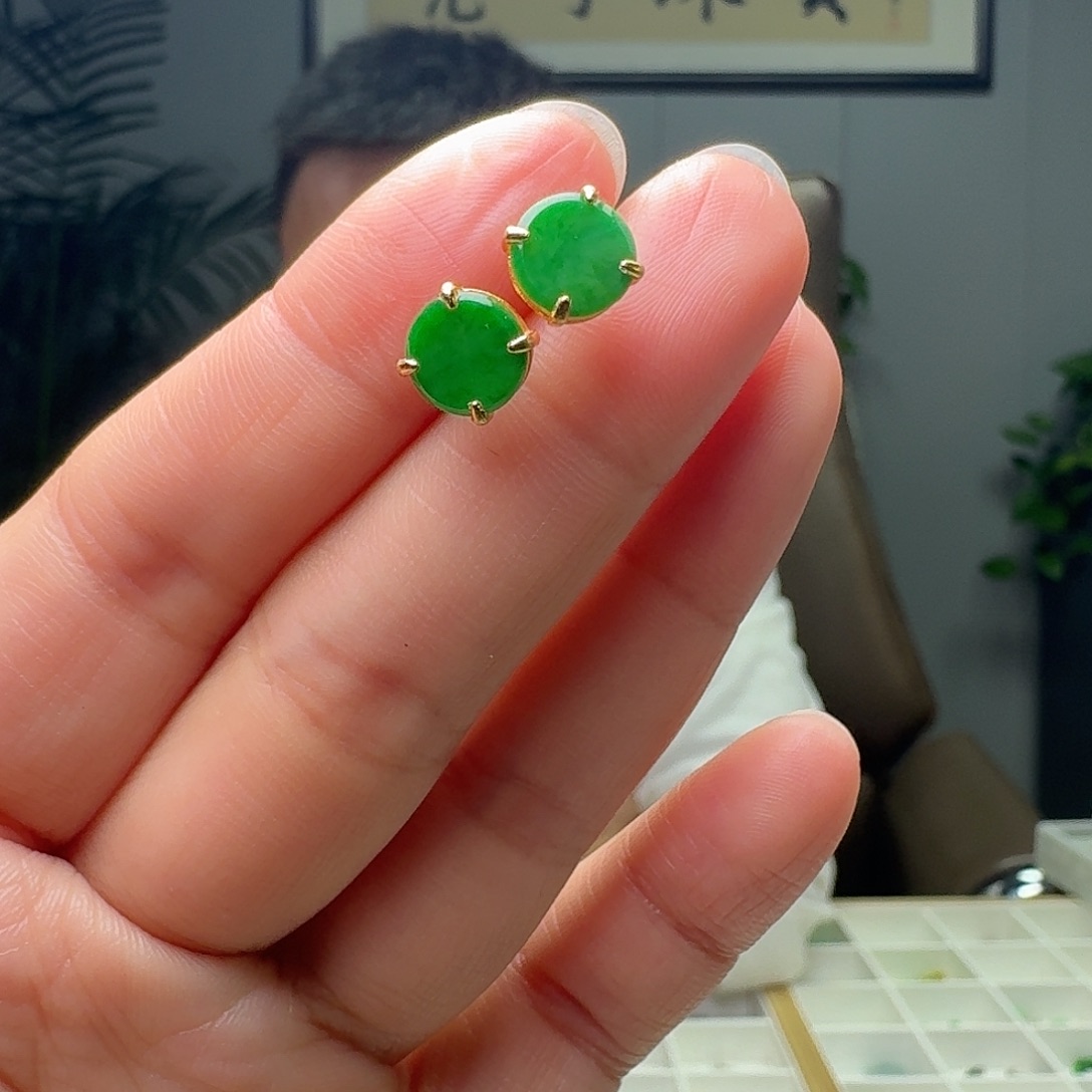 翡翠银S925镶嵌耳饰多样性发货其一