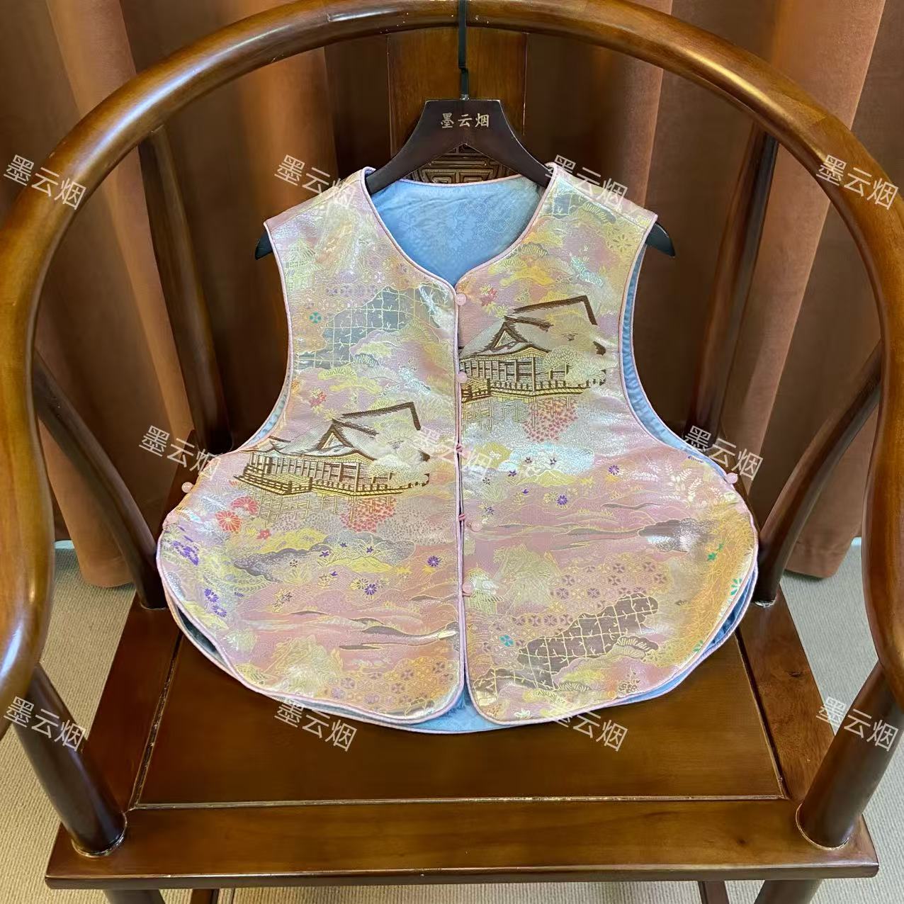 【亭娴】双面穿复古提花时尚国风侧开马甲马夹文艺上衣四季女装百搭