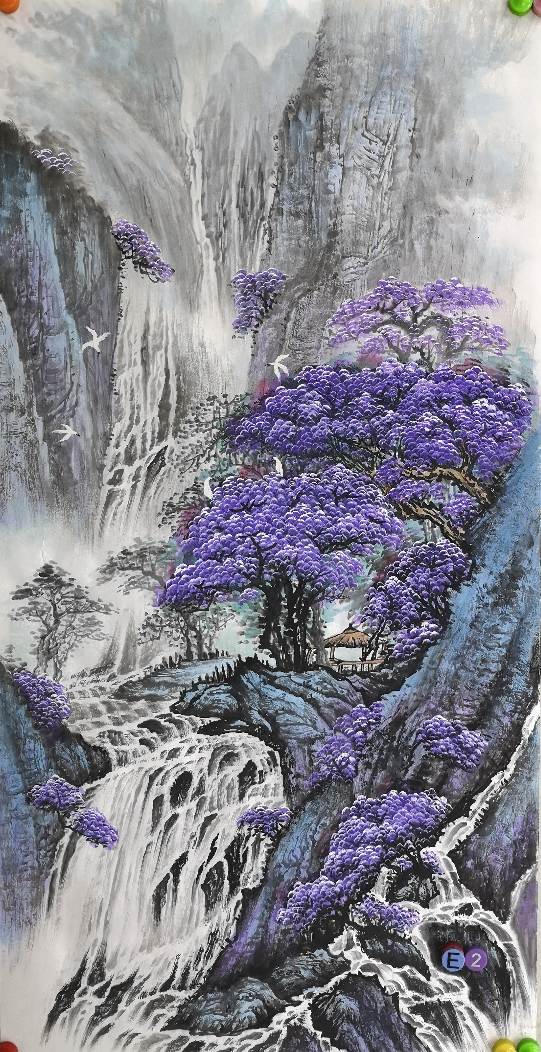 山水四尺紫气东来适合客厅茶室玄关挂画装饰画