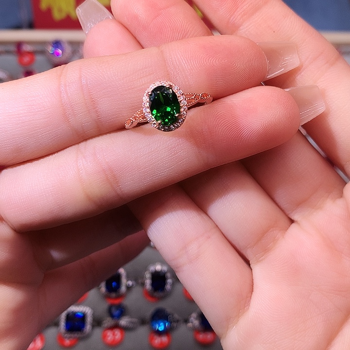 透辉石戒指银S925镶嵌