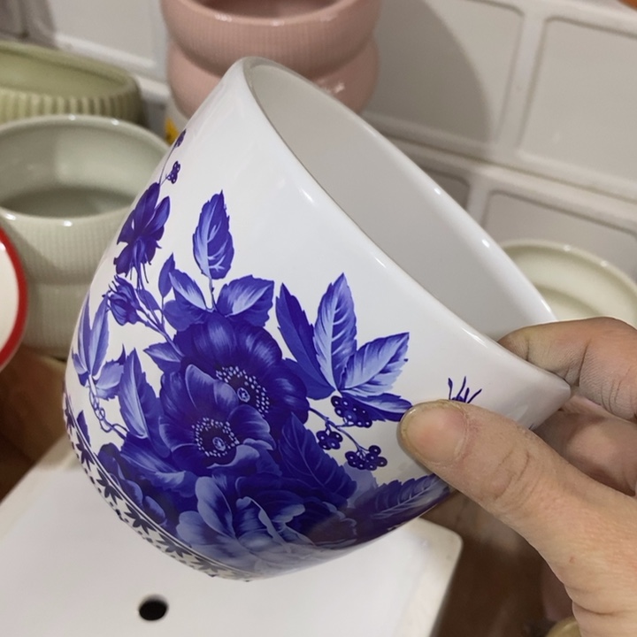 陶盆有孔 瑕疵针孔漏釉介意勿拍外口 13外高11