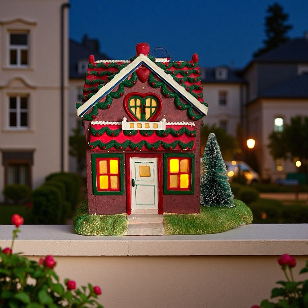 圣诞房子创意装饰太阳能发光花园精致小屋阳台花园造景装饰摆件