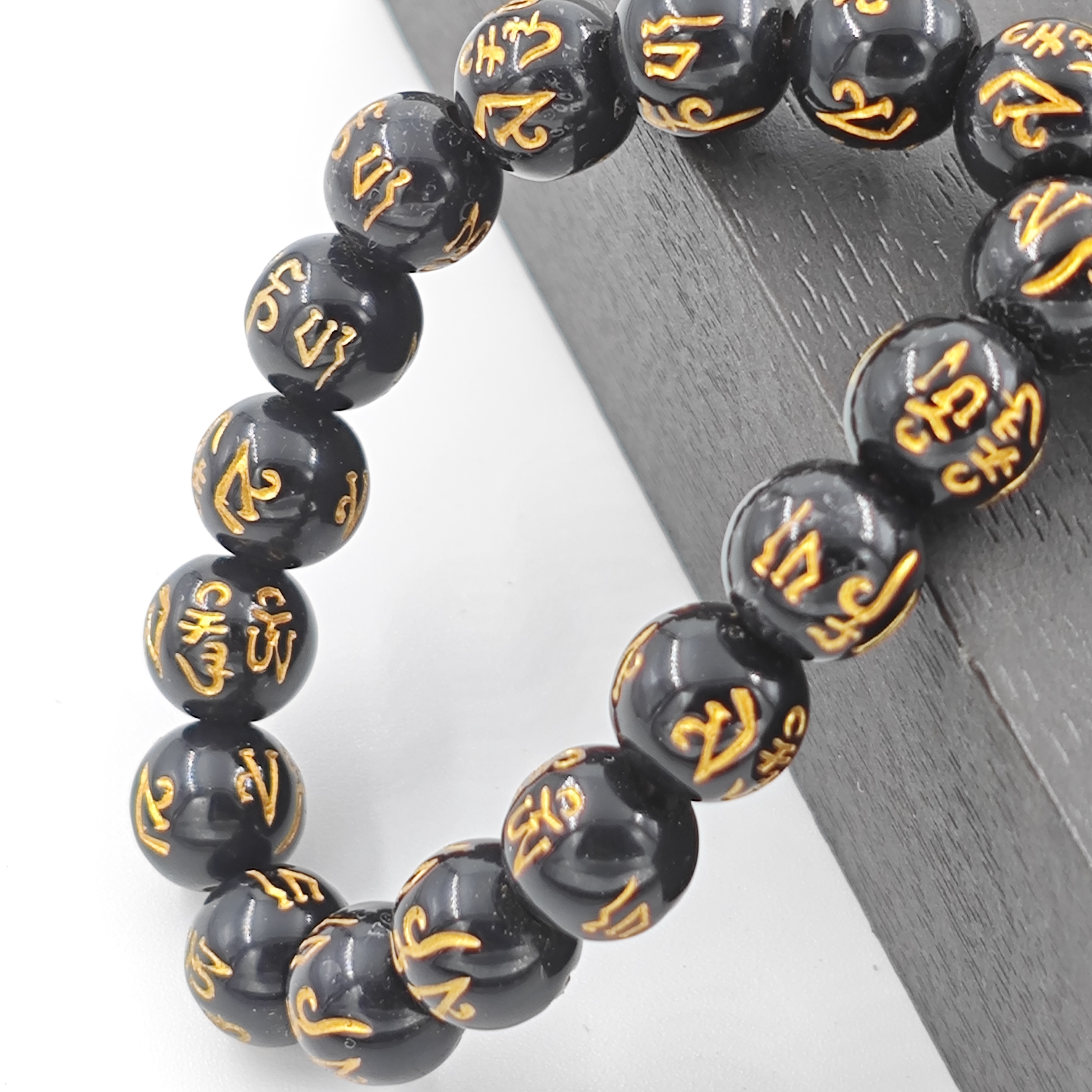  G116经典复古百搭六字黑68颗树脂项链长链妈妈链