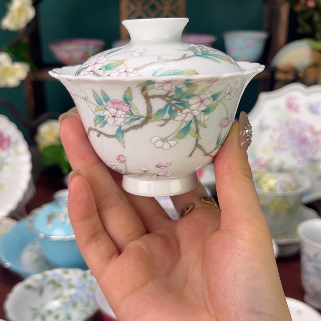 摆件陶景德镇陶瓷手绘茶杯