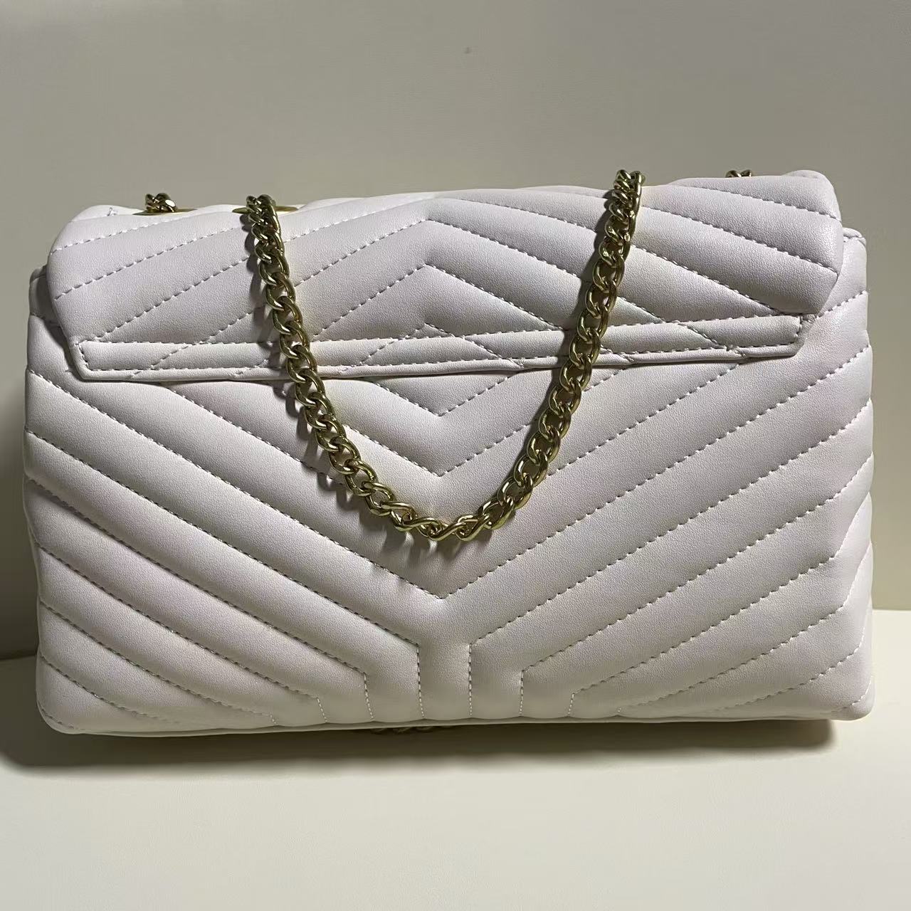 时尚潮流打造真皮女士包简约0164斜纹白色