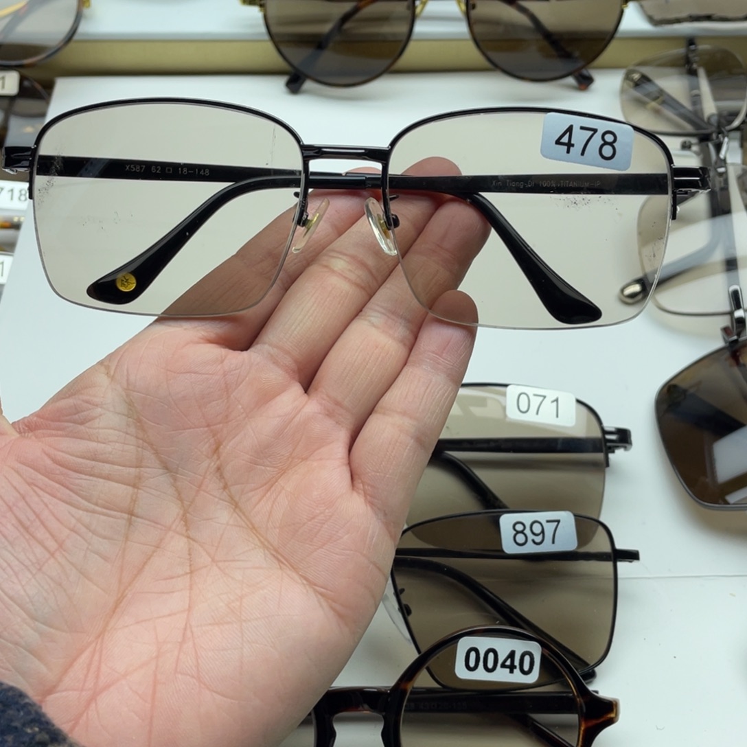 茶水晶半框眼镜 478