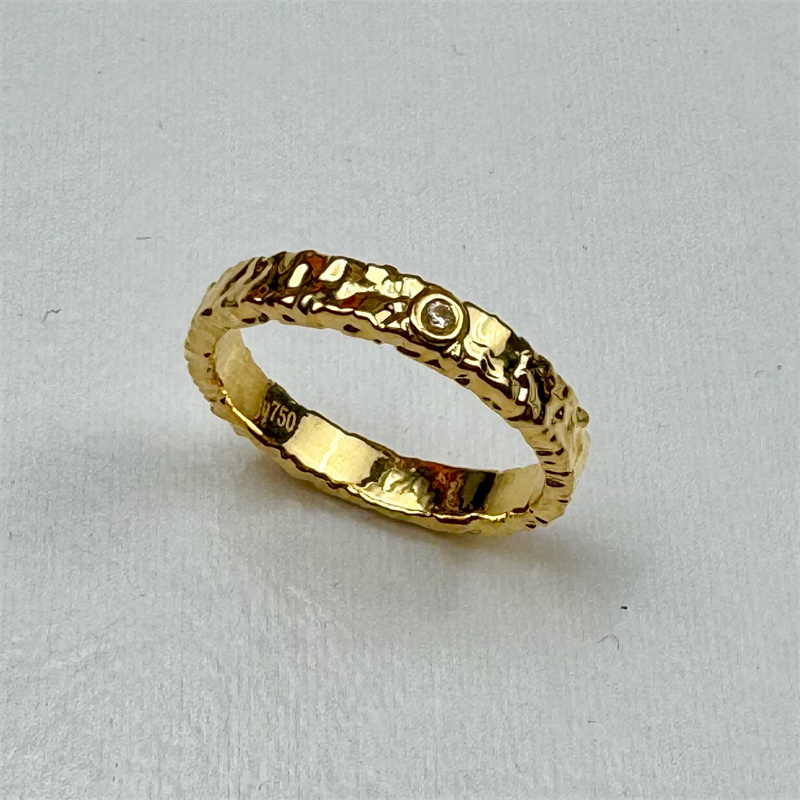 18K金 真金镶嵌戒指 【钢印：AU750+鉴定证书】Z502