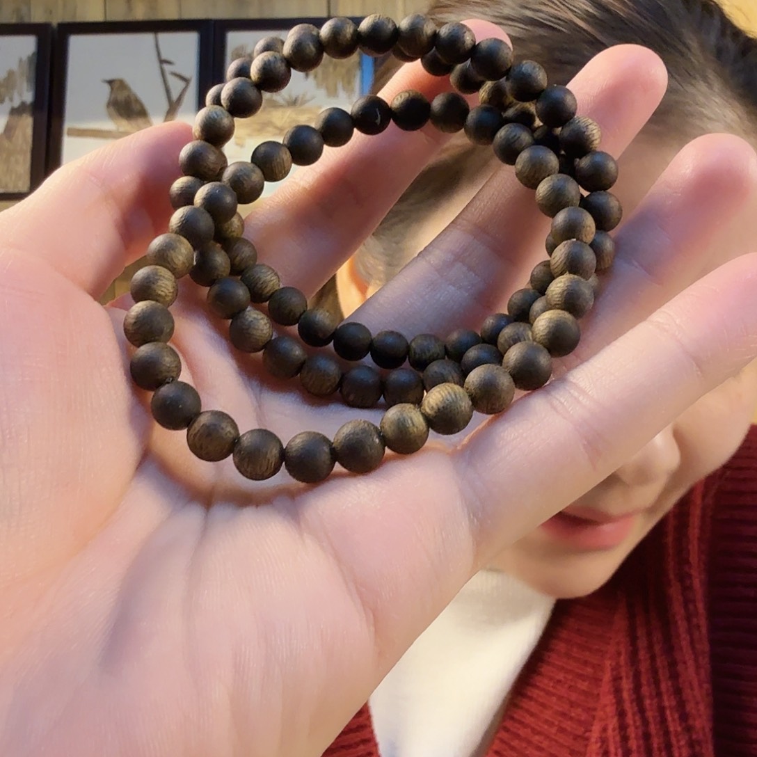 沉香手串白棋沉水06圆珠单圈多样性发货一条