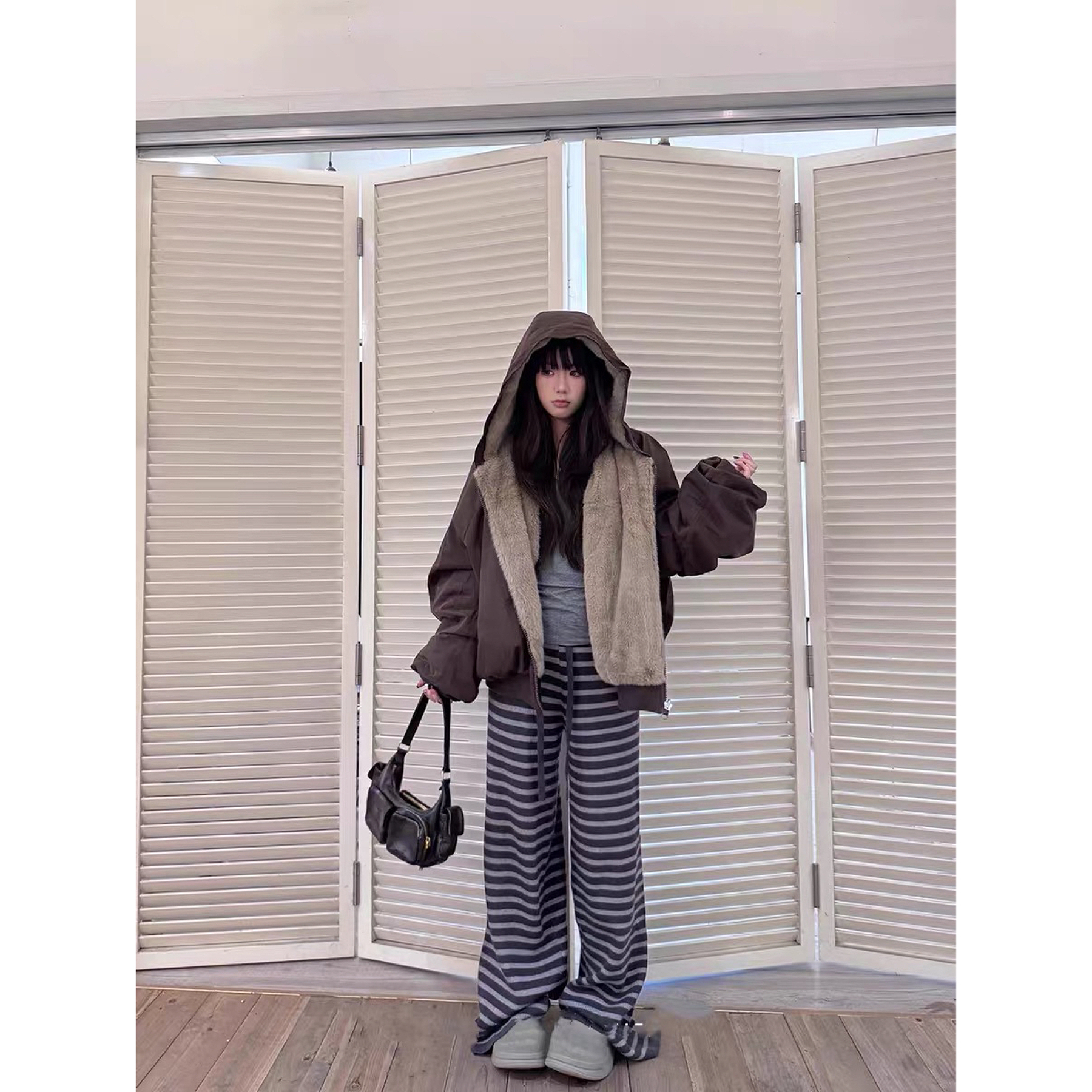 棉花糖2025加厚重磅帆布水洗毛毛座山雕外套男女同款