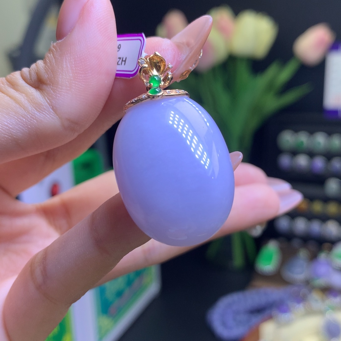 翡翠颈饰18K金镶嵌天然