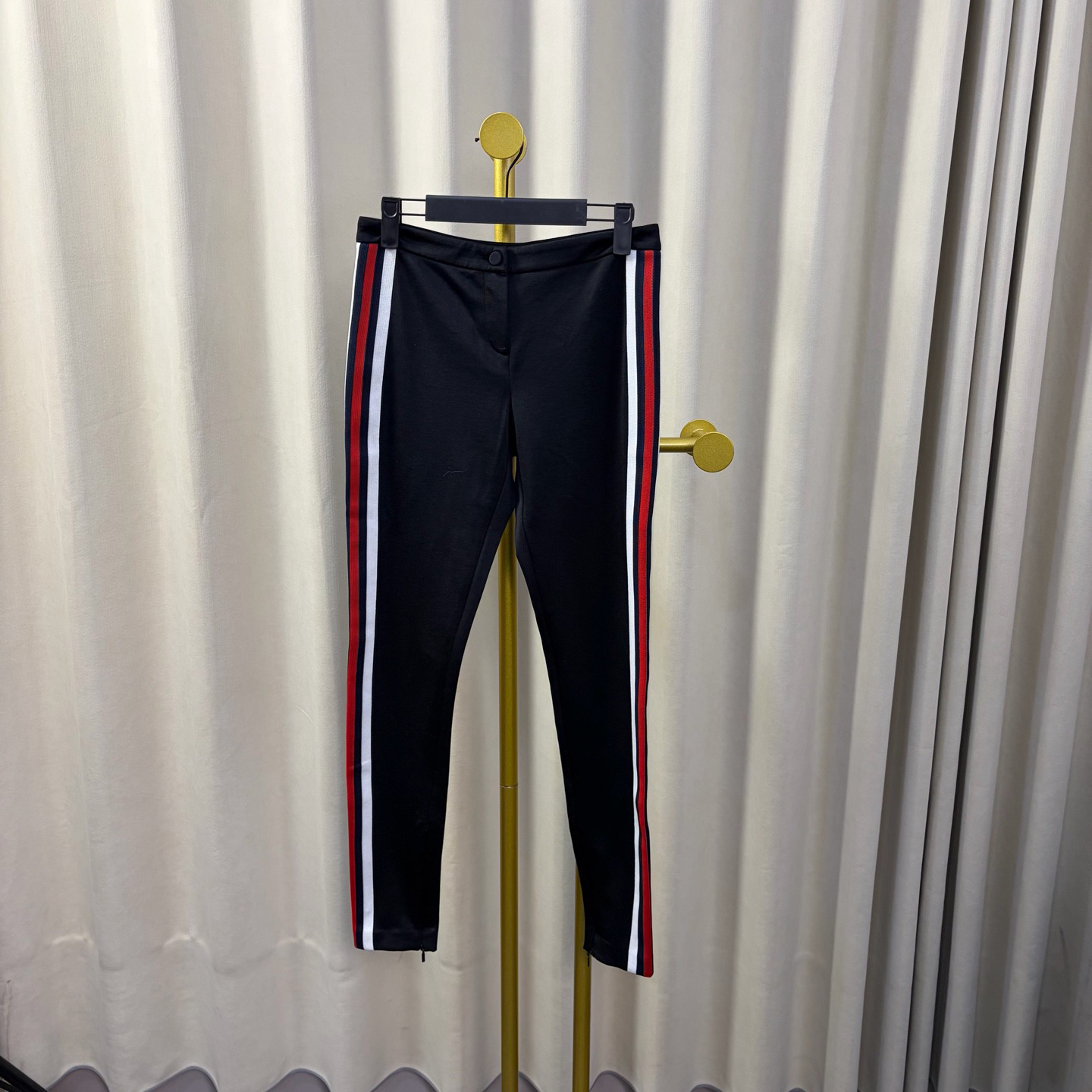 99新 GUCCI/古驰 黑色侧杠休闲裤 xs码 