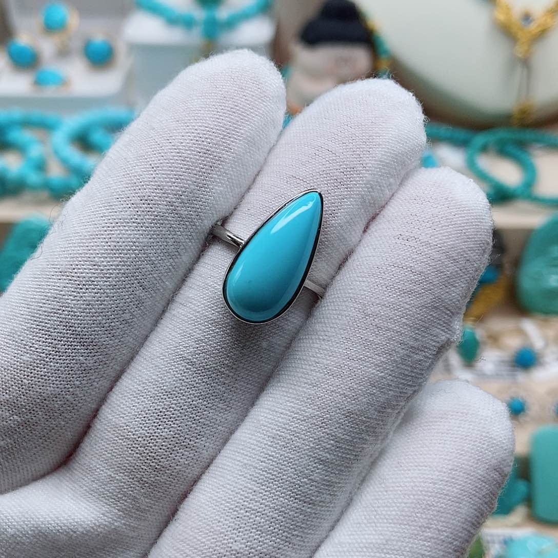 绿松石戒指银S925镶嵌