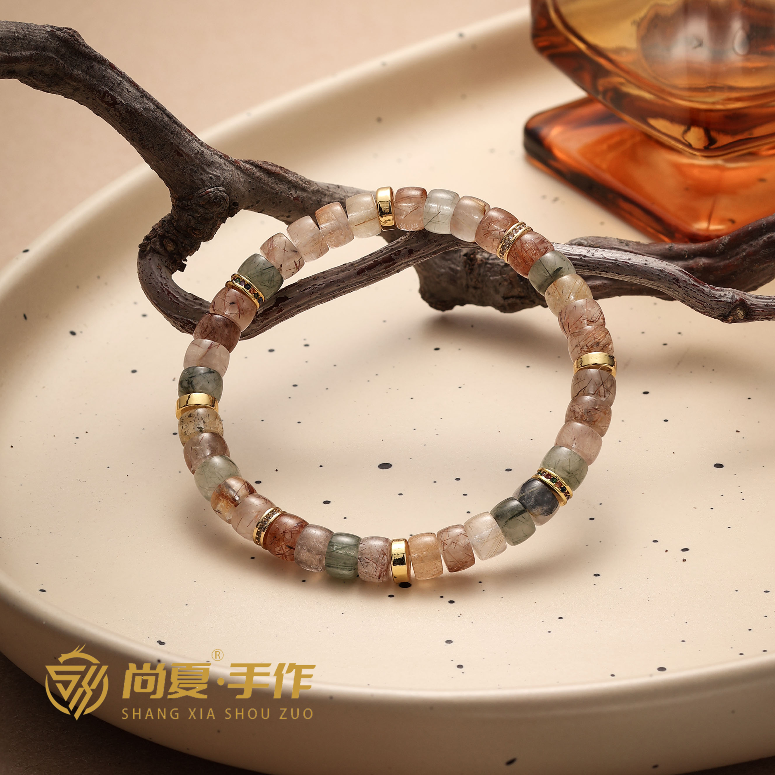 尚夏【黑金】7MM超七多宝药片设计款单圈手串精工百搭