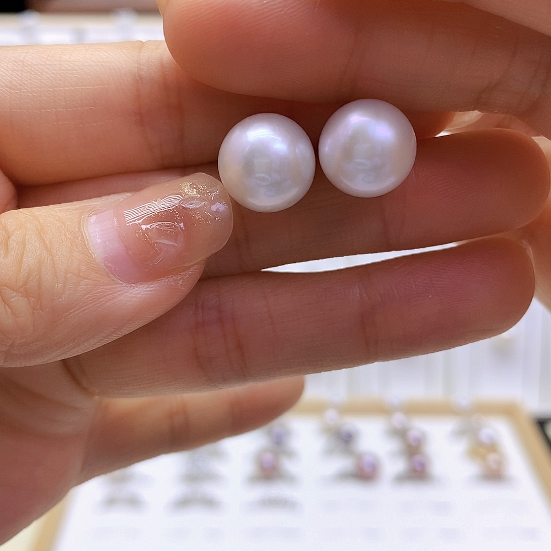 淡水珍珠耳饰银S925镶嵌