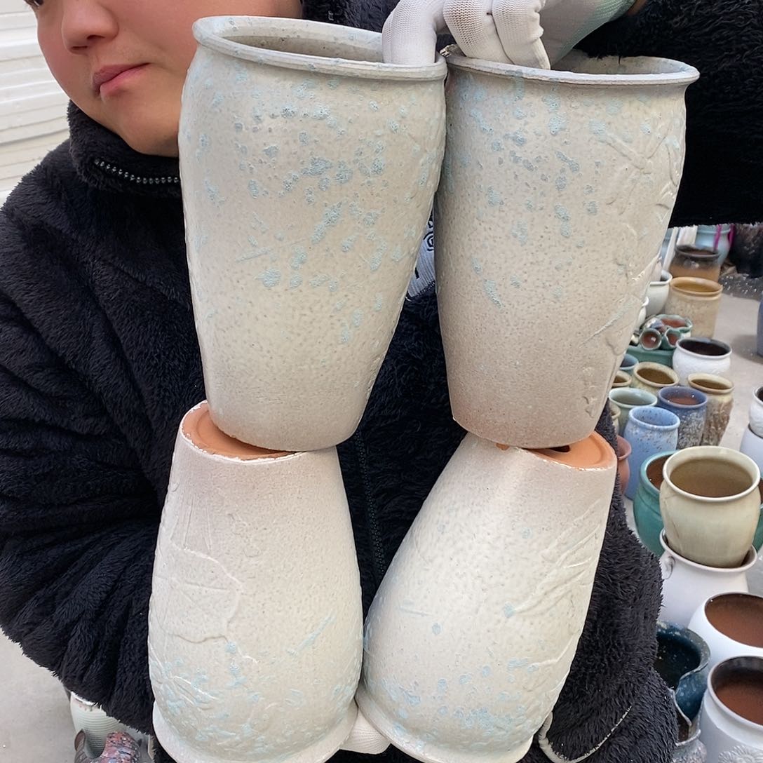 紫砂花盆瑕疵口12高20