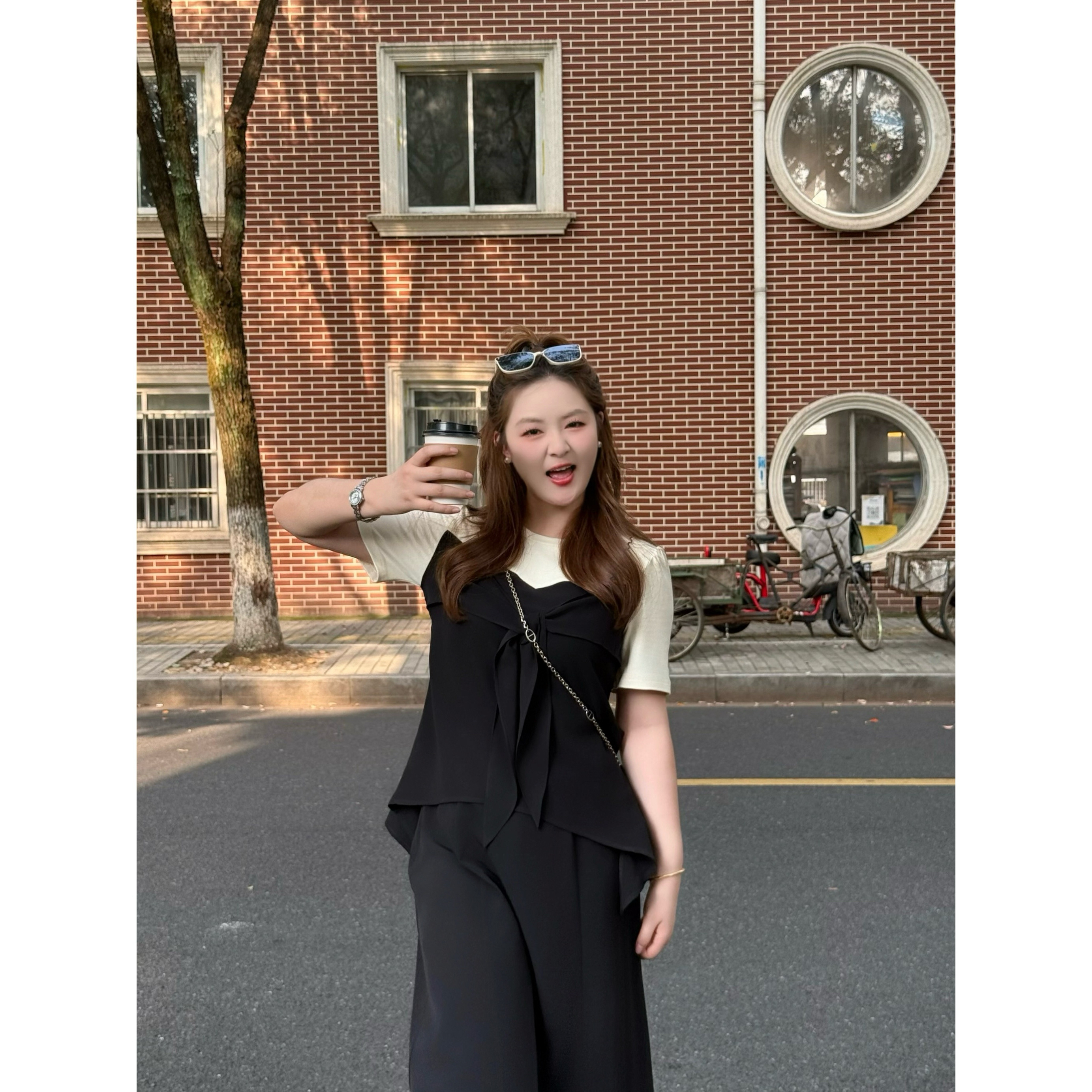 楠序源子微胖女装 洋气休闲服夏季新款轻奢两件套显瘦套装YZ36721