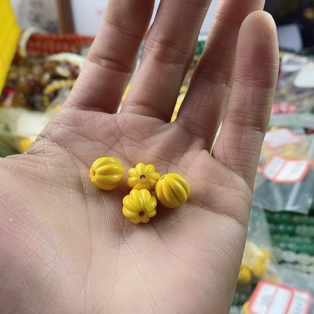 玛瑙/玉髓珠宝半成品合金四个10mm雄黄沙南瓜A30