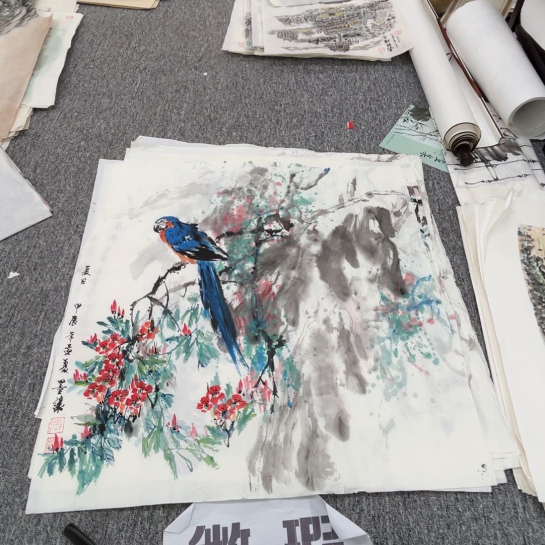 国画张墨缘老师四尺斗方绘画微瑕介意慎拍