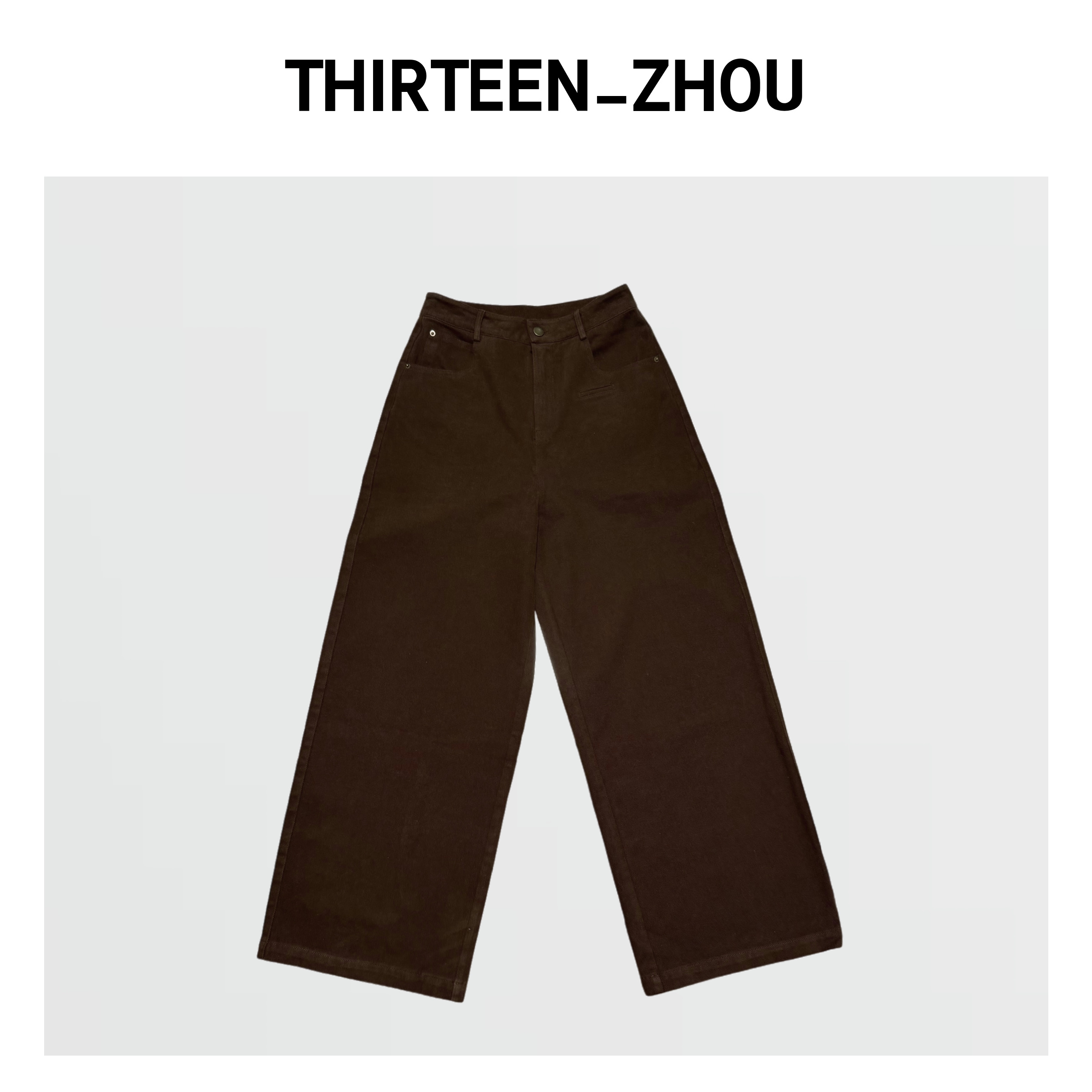 THIRTEEN-ZHOU 复古磨毛牛仔裤 直筒