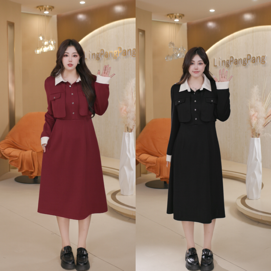 【玲胖胖 显瘦密码】秋款宽松时尚百搭显瘦大码女装连衣裙LPP61942