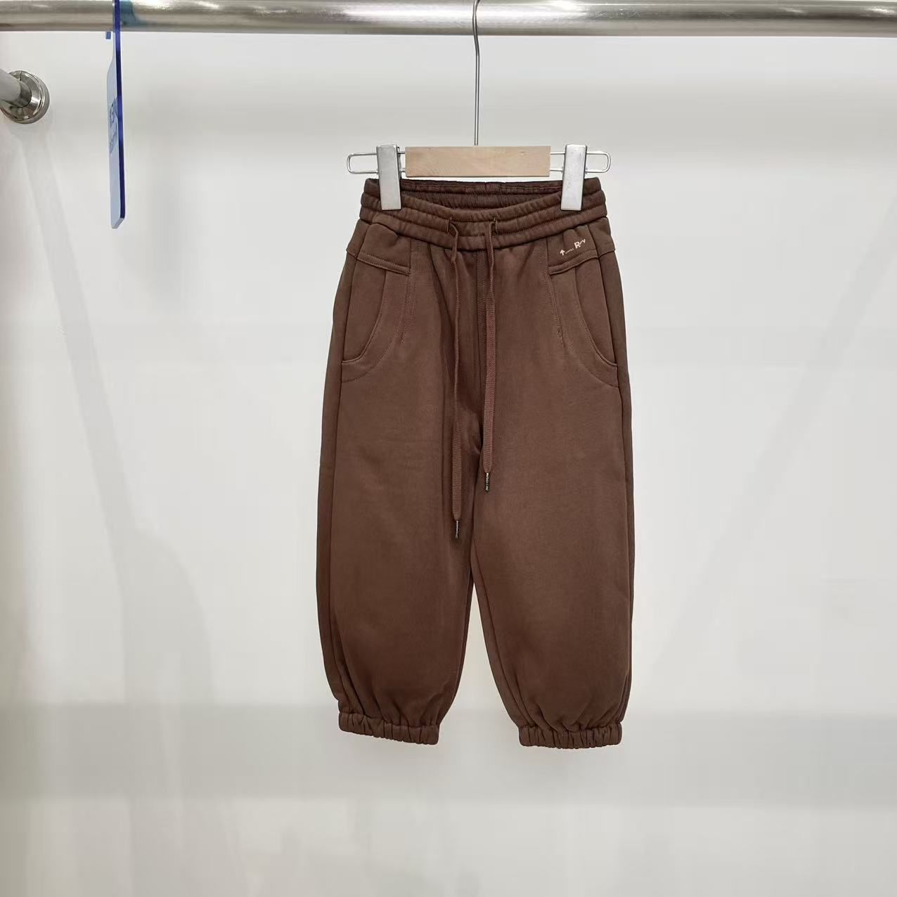 秋冬小童加绒男童女童棕色针织裤 3111铭系