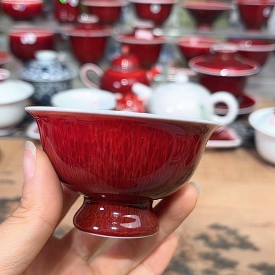 景德镇陶瓷红马坊杯