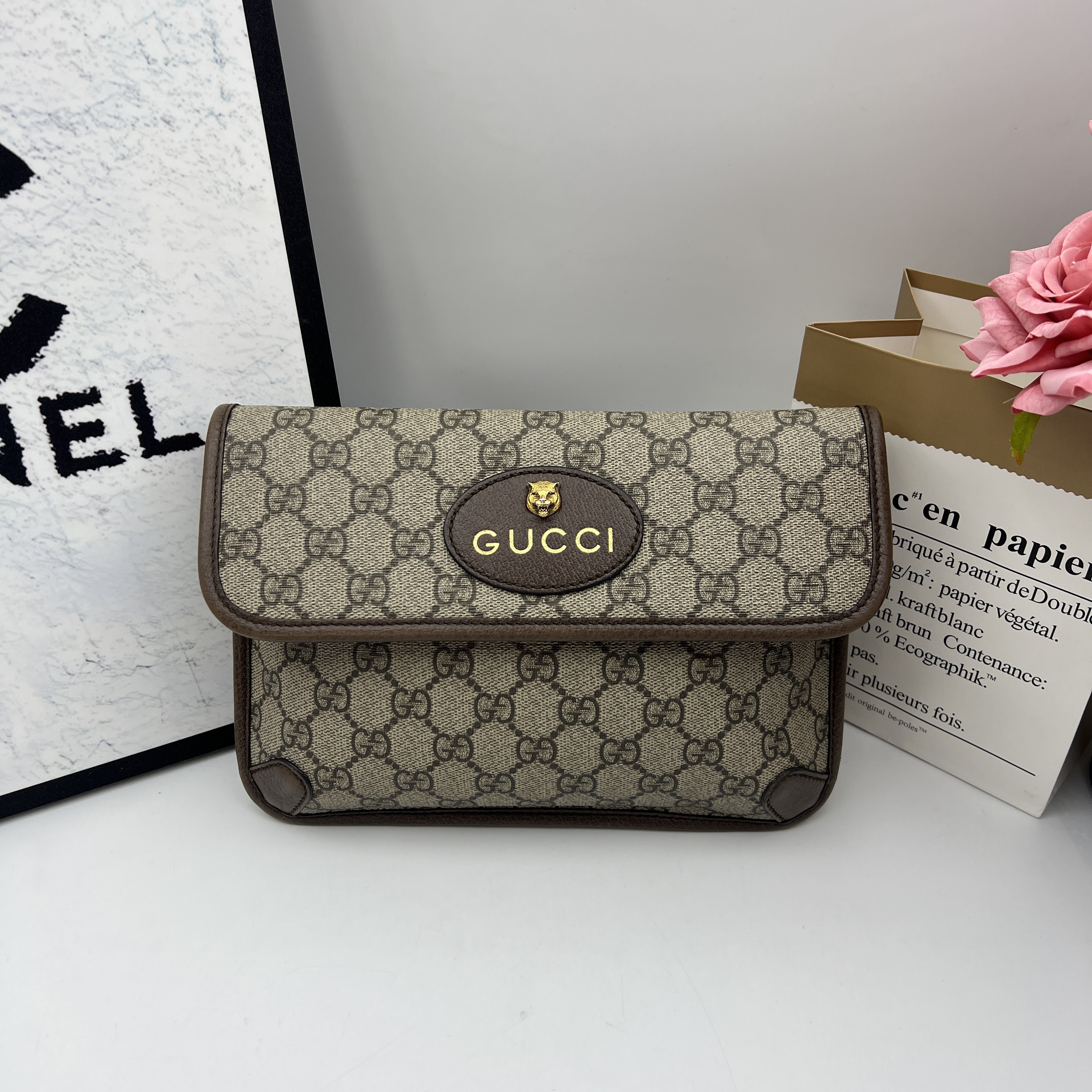 95新 GUCCI/古驰 8366/老花虎头胸包腰包