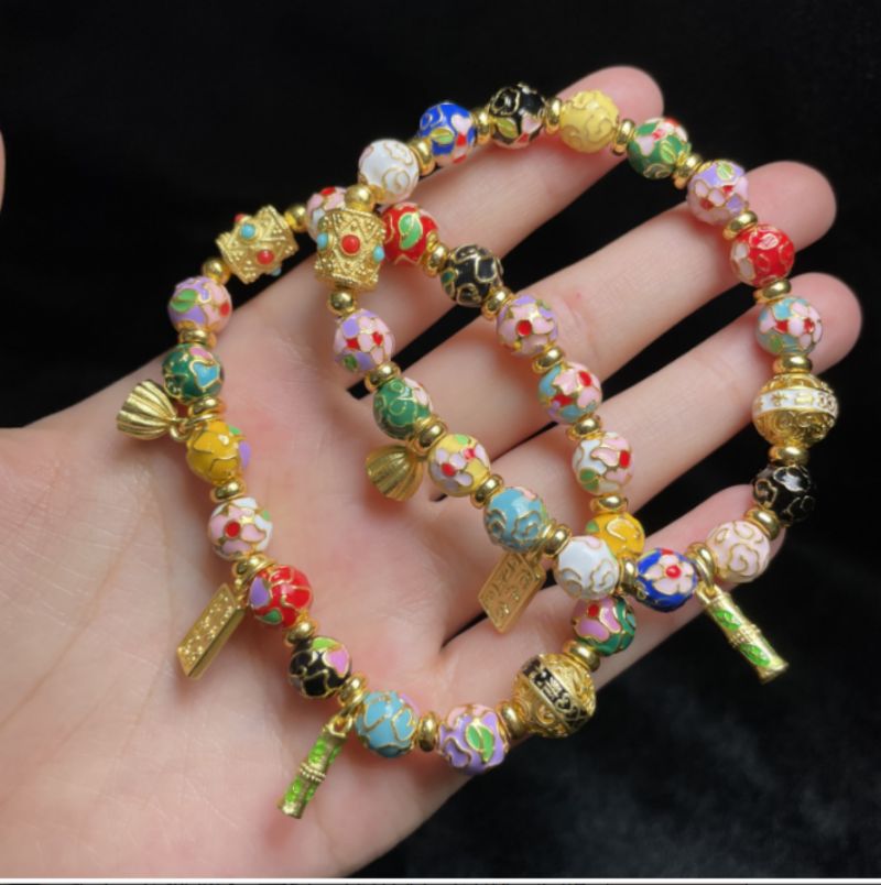 合金珐琅手链 【玉总专属】景泰蓝掐丝珐琅繁花手链8mm B040164