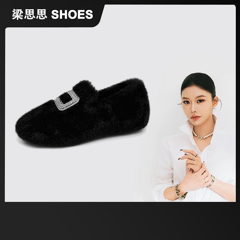 Q【璀璨银河】梁思思SHOES2025冬季新款百搭休闲加绒单鞋-HM3095