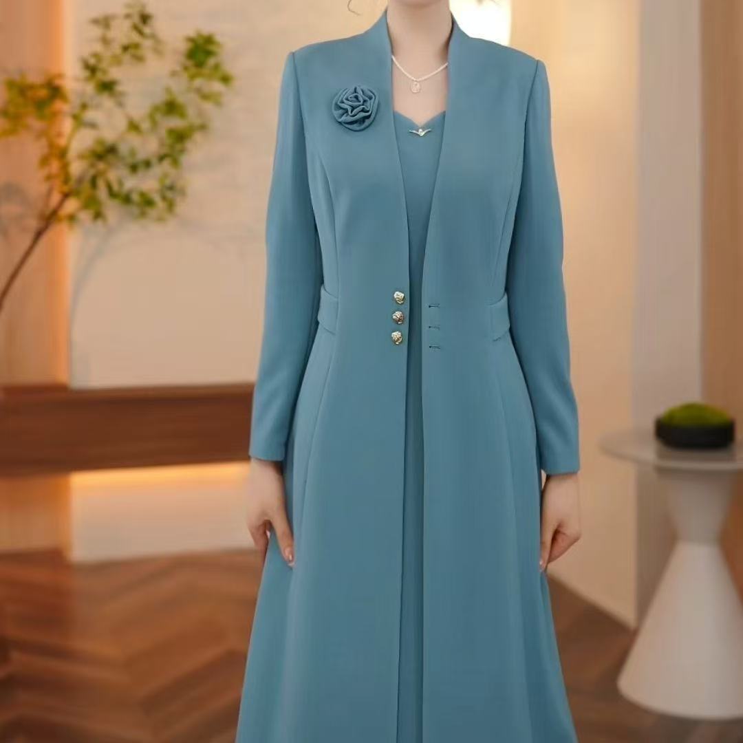 高端风衣外套女连衣裙两件套2025秋季新款气质修身显瘦遮肉气质