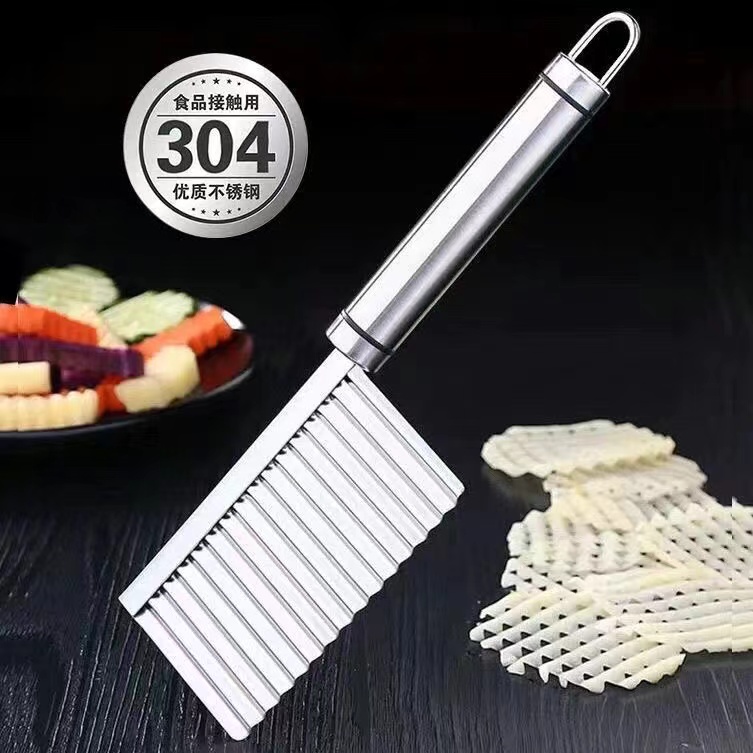 德国304食品级不锈钢波浪刀狼牙厨房切菜神器波纹花式切土豆刀具~