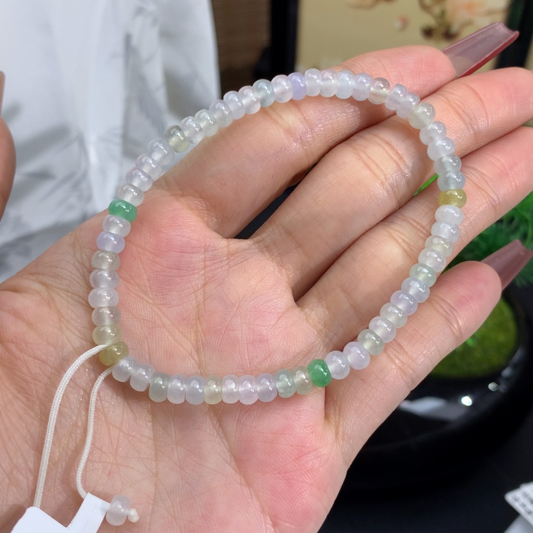 翡翠手链未镶嵌卡4.8冰算盘手串
