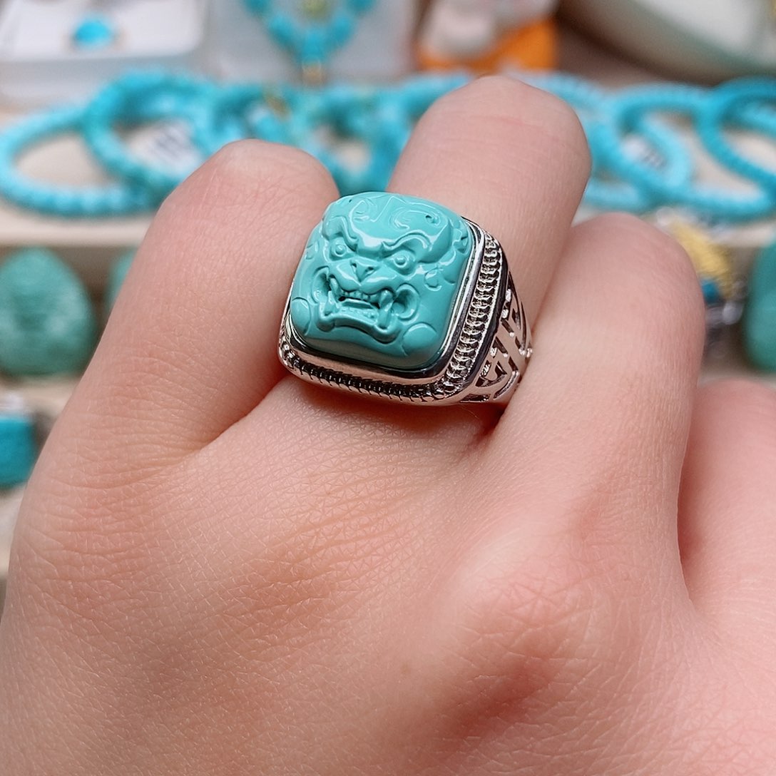 绿松石戒指银S925镶嵌