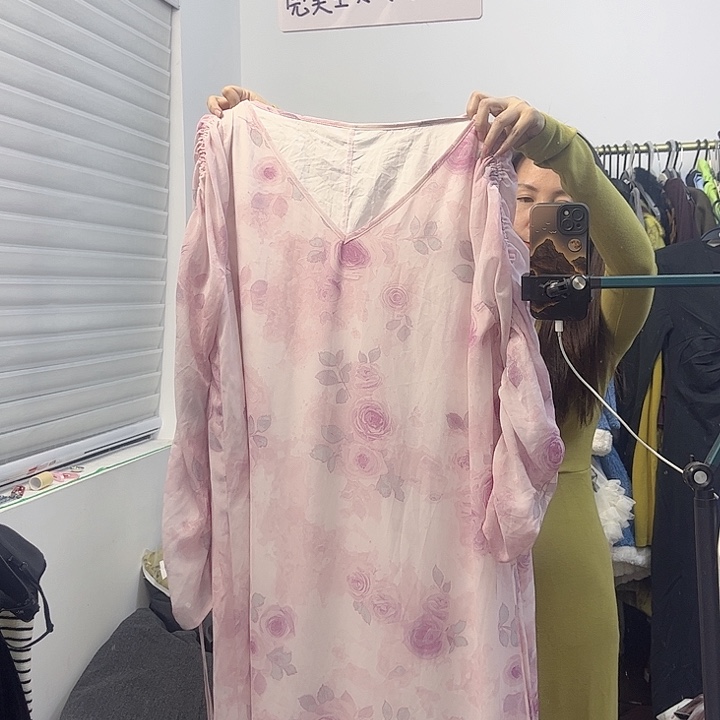 粉色花花连衣裙123456