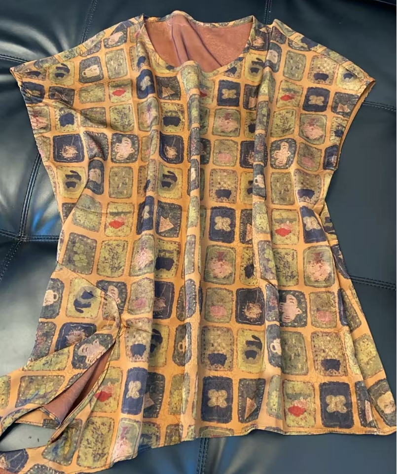 JIUER[交互]新中式 设计感圆领马甲 方格系带晕染复古百搭3377