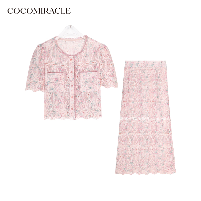 董小姐【繁花】夏新款绣花蕾丝拼接套装WL3TZ390