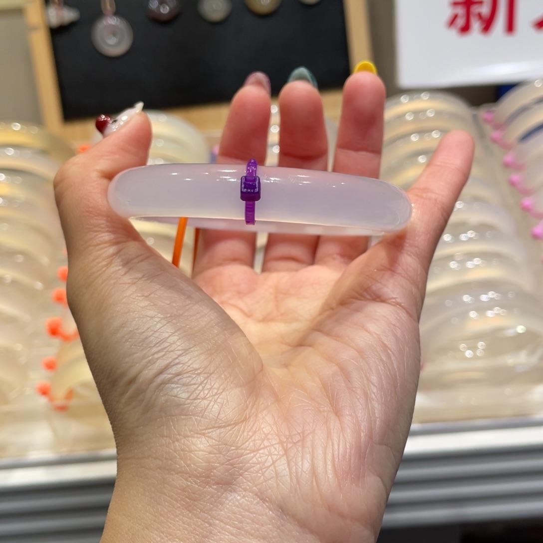 彩***瞳玛瑙/玉髓未镶嵌手镯@定向冰紫@【58】