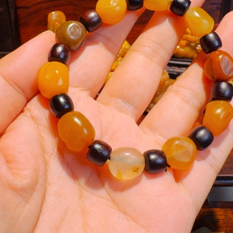 寿山石其他戴*田黄手串