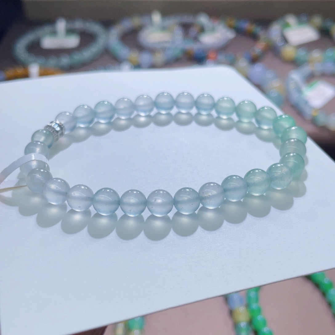 未镶嵌手链翡翠木纳白钢渐变卡5.5-6.7