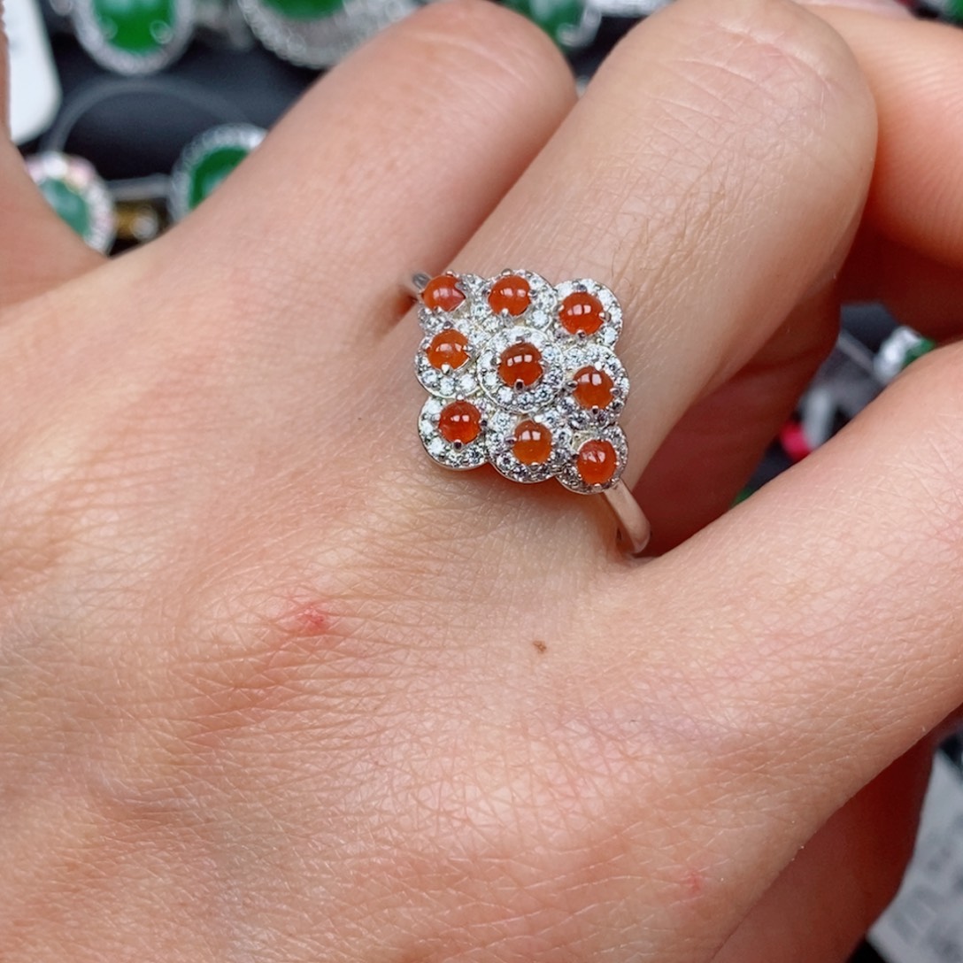 翡翠手链银S925镶嵌戒指