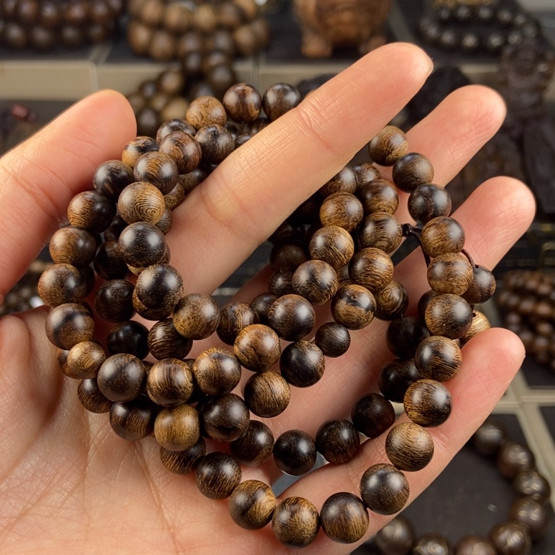 沉香手串中****拿越南芽庄白棋楠虎斑留疤