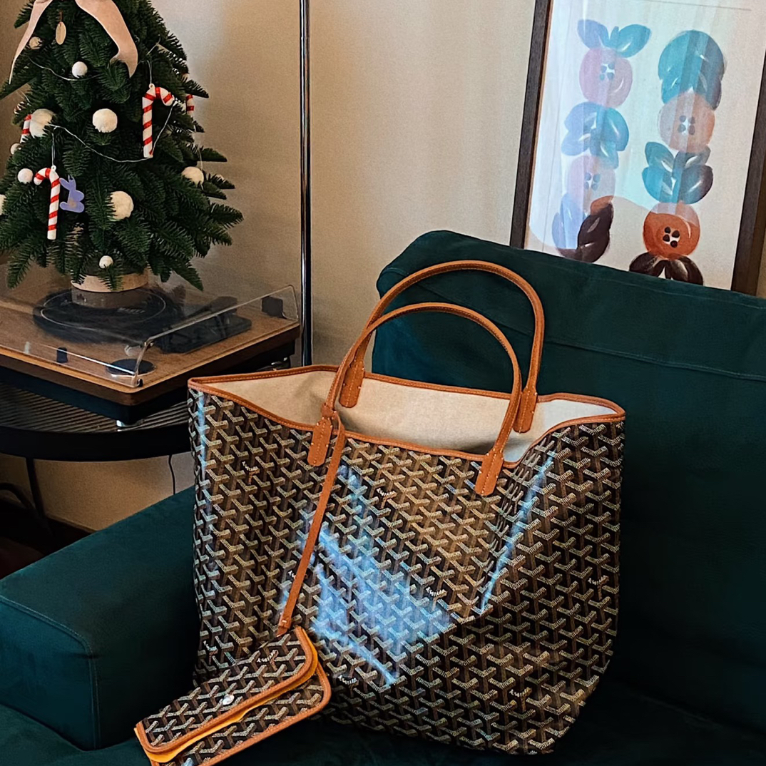 95新 Goyard 戈雅 棕色购物袋大号973034