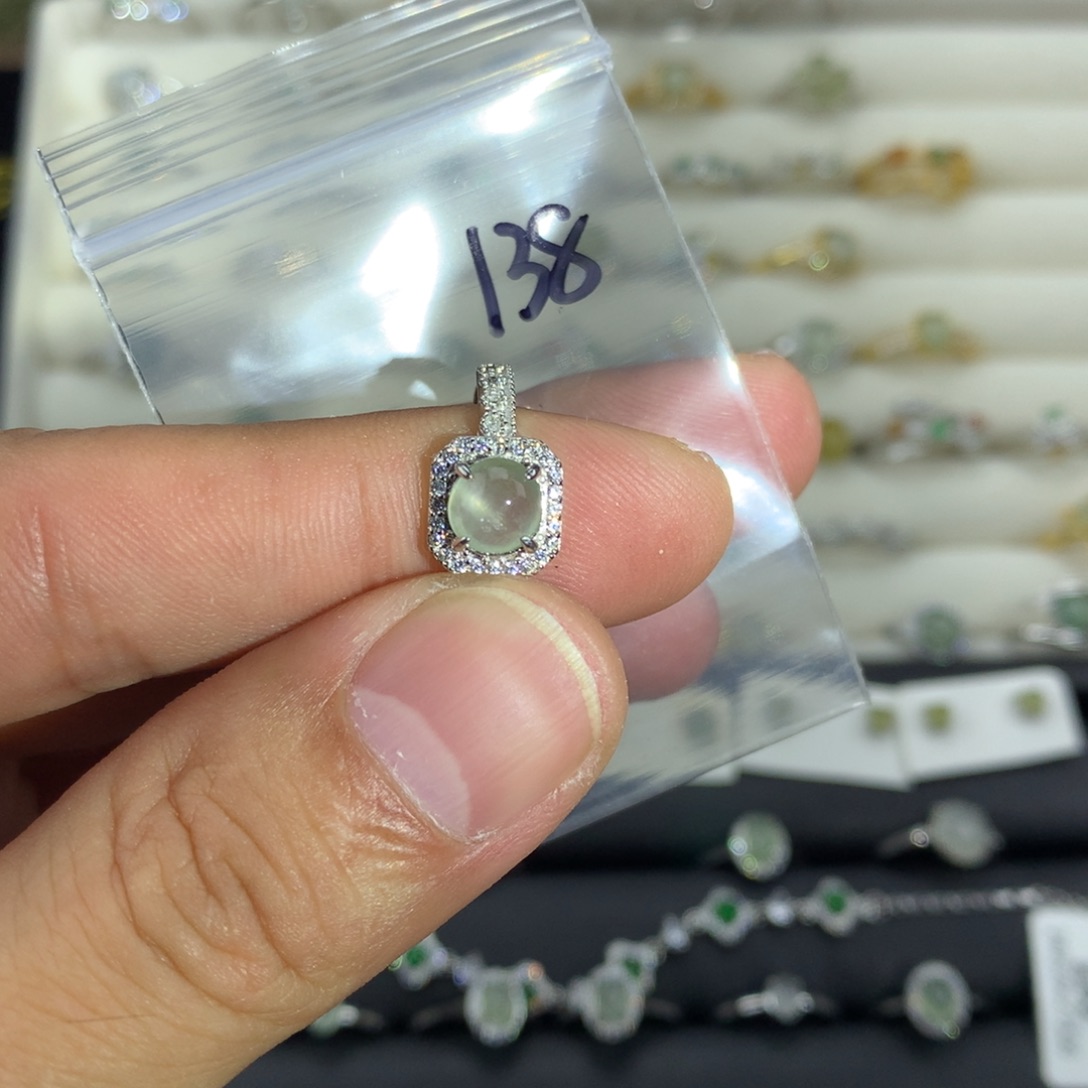 卡***陈翡翠银S925镶嵌戒指138