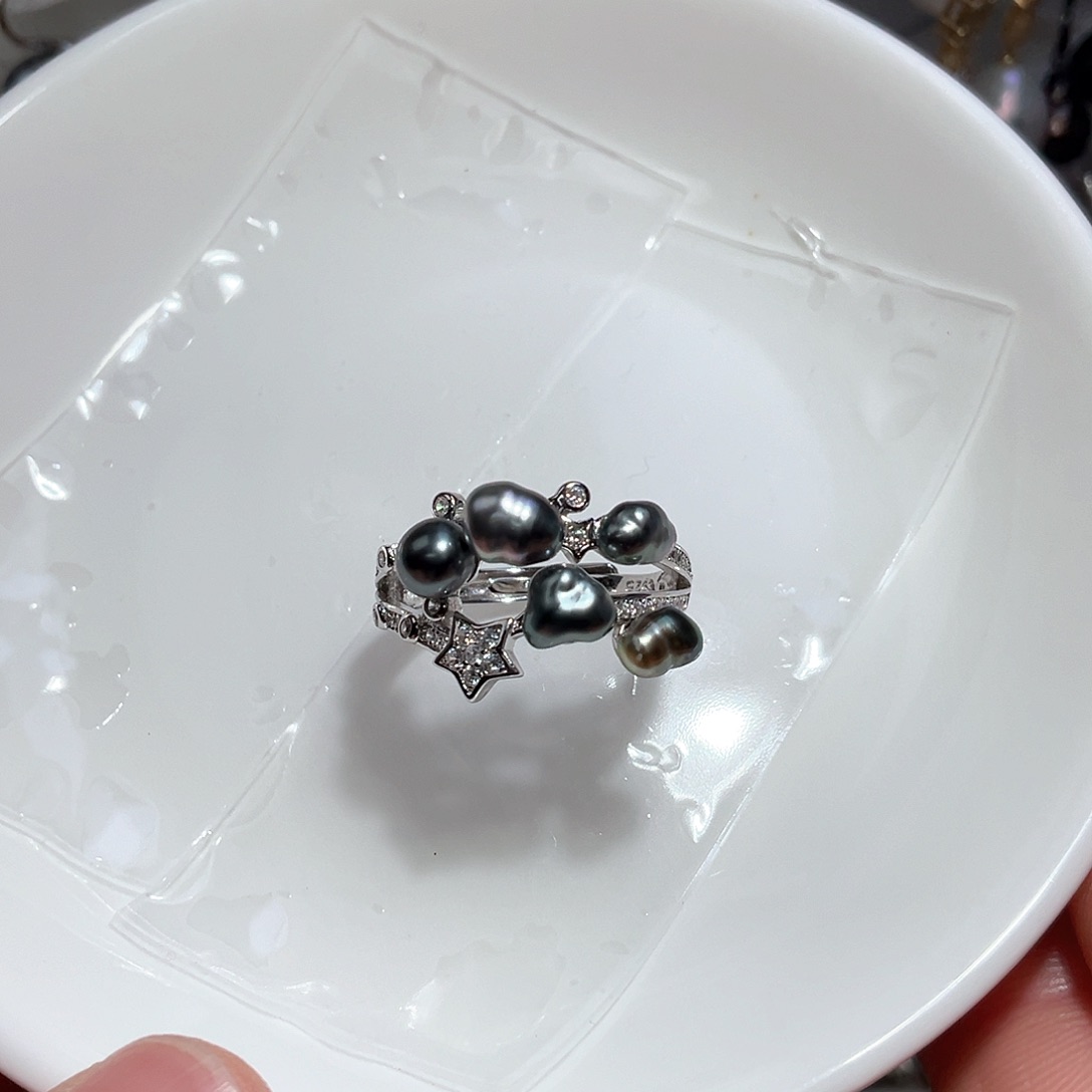 海水珍珠戒圈银S925镶嵌